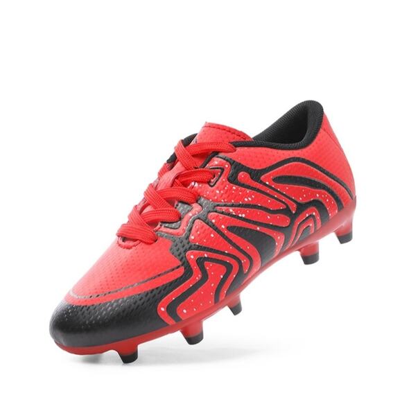 Dream Pairs Youth Soccer Cleats Red Black Swirls/Silver Specks Size US 5 - Picture 1 of 15
